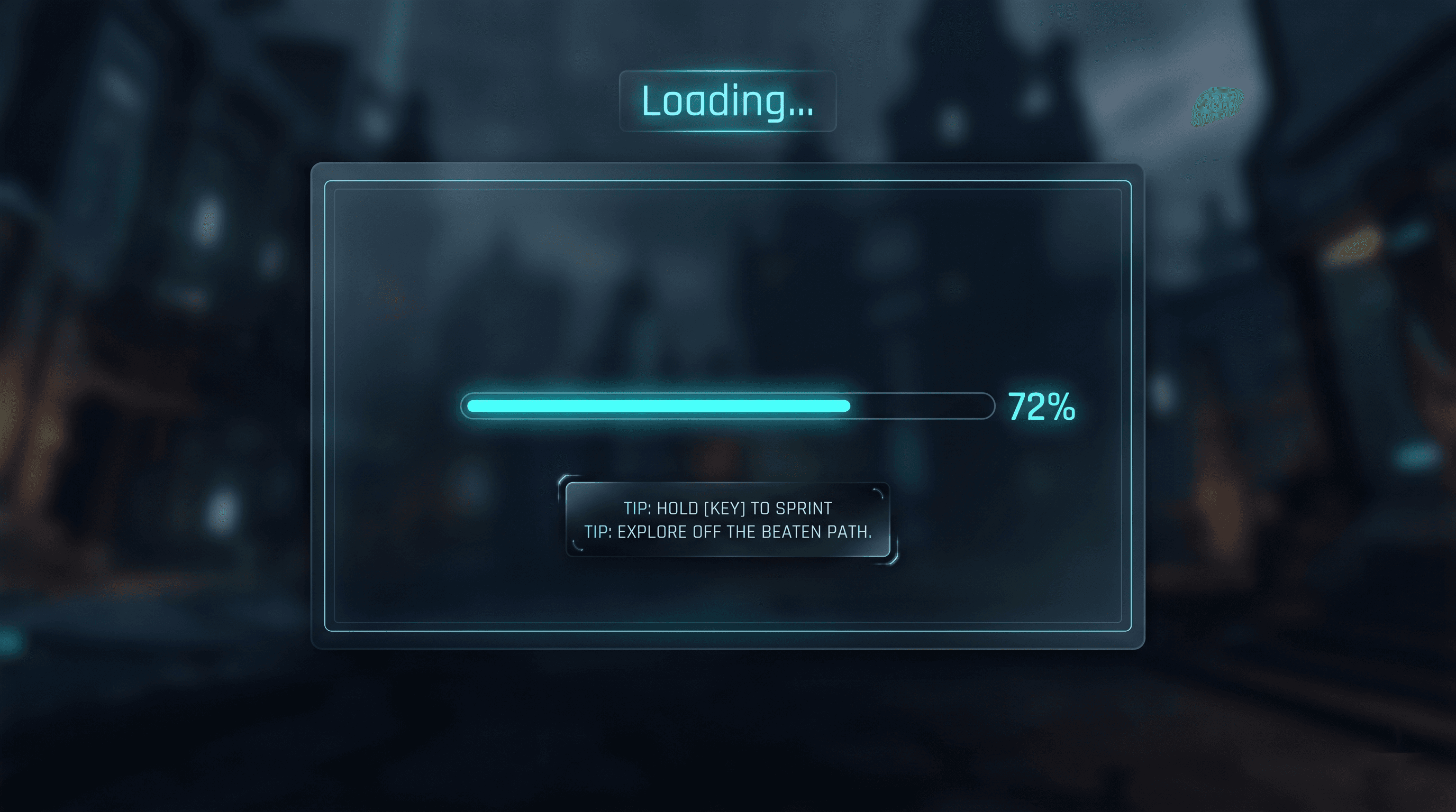 Loading Screen Roblox GUI template preview — Progress Bar & Tips, clean style, desktop layout